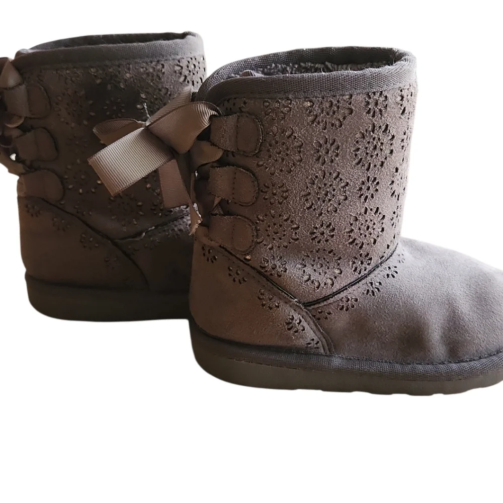 Rampage Lil Nicole Slip On Boots Slip On Gray Faux Fur Lined Size Toddler 10